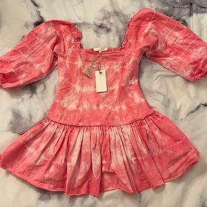 Love shack fancy Hibiscus hand dye, chai dress. Size:2